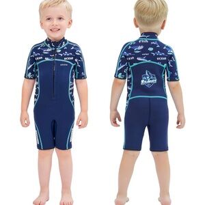 Kids Wetsuit,2mm 3mm Toddler Shorty Neoprene Front Zip Wet Suit Keep Warm Size 4